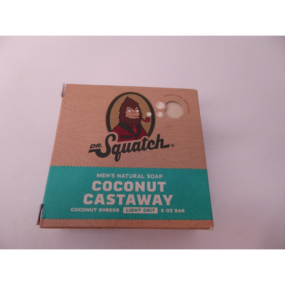 New Dr. Squatch Men's Natural Soap Coconut Castaway Light Grit
